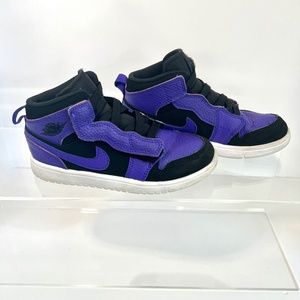 Purple and Black Velcro Jordan 1s